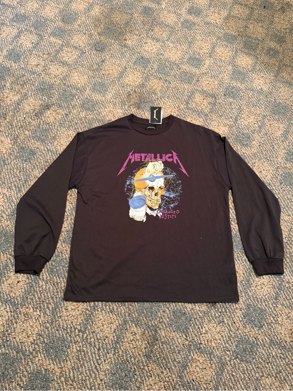 Metallica Damaged Justice 1988 Tour Long Sleeve Band Tee NWT Black Unisex